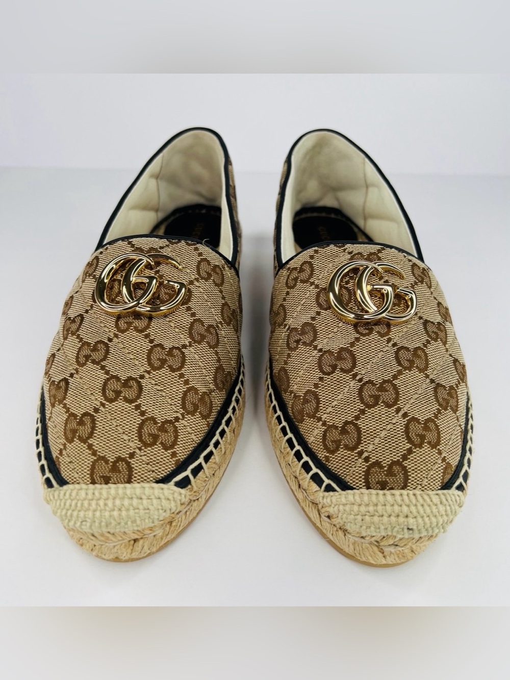 GUCCI Pilar GG Monogram Supreme Canvas Espadrille Logo Flat Loafers EU 40.5 - Picture 4 of 10